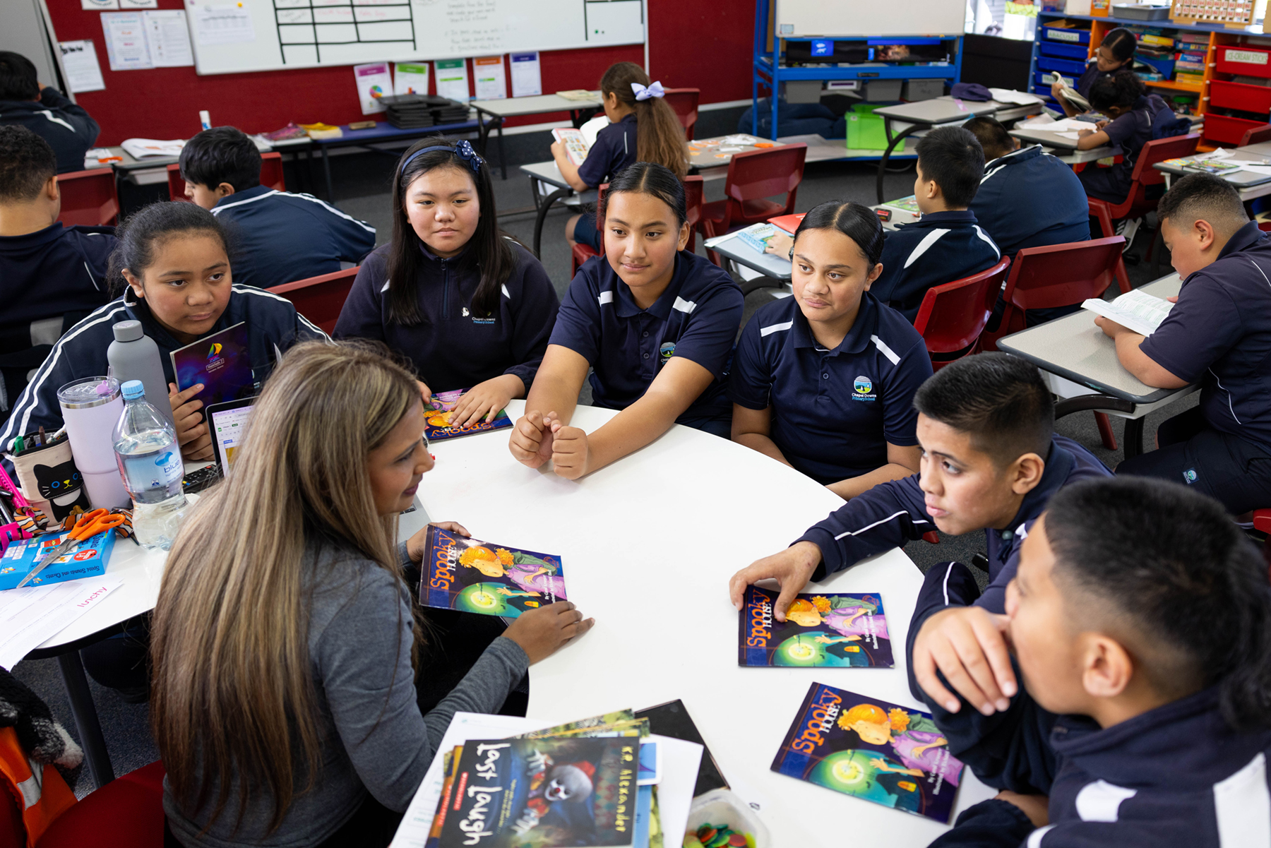 Teacher with students our Chapel Downs School dispositions
