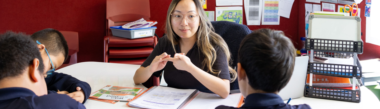 Teacher with students